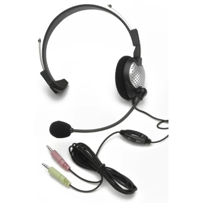 Noise-canceling monaural headset w/volume control