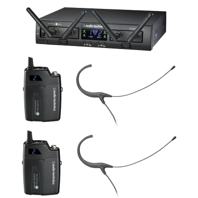 FREE! - Two micro headsets with purchase! Audio-Technica ATW-1311 System 10 PRO Dual-Channel Digital Wireless Bodypack Microphone System with No Mics (2.4 GHz)