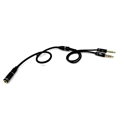 4 pole female to double 3 pole male breakout adapter - TRRS female to dual TRS male headset splitter