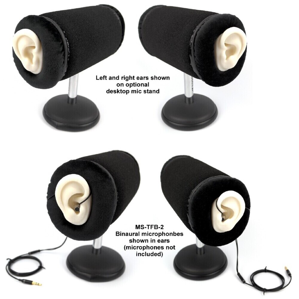 Made in USA Item #15029 MS-Mini-BINAURAL-Ears Master Series by Sound Professionals Ultra Low Noise Professional Adjustable Binaural Microphone w/Realistic Human-Shaped Ears with Stand and Mount 