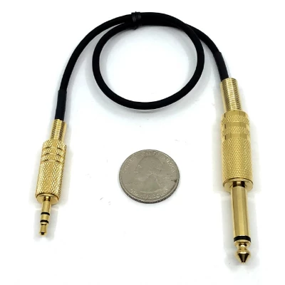 1/4 inch TRS Phone Plug to 1/8 inch TRS Phone Plug, wired dual mono, 72 inches long. Made in USA