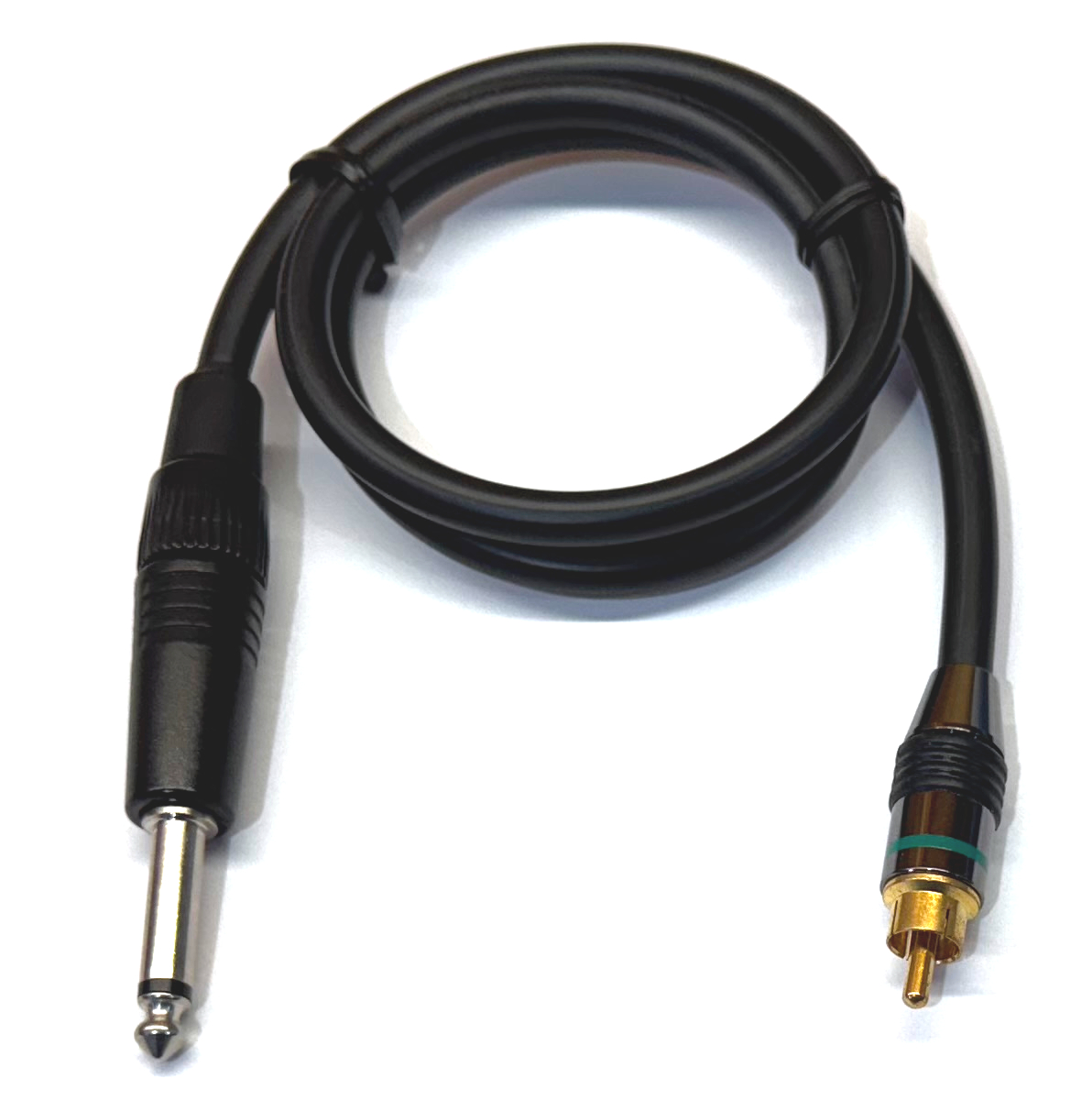 Professional 1/4" male phone plug to gold plated RCA male plug - 24" long