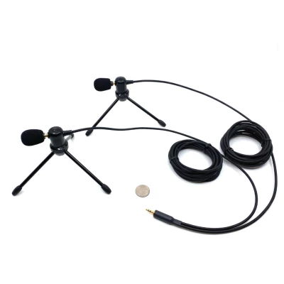 Double Professional Ultra-High sensitivity omnidirectional microphone with removable tripod stands