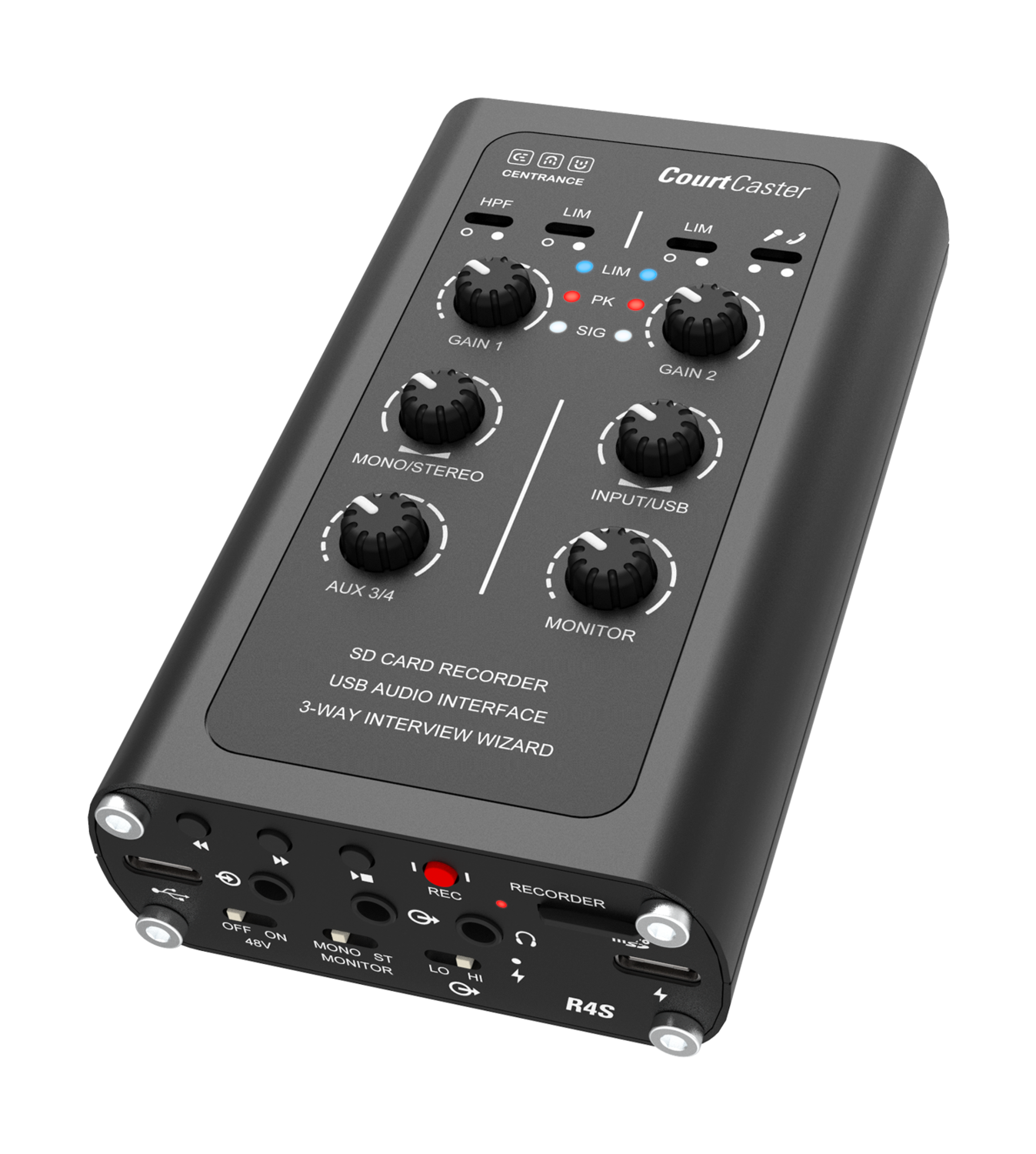 JUST MIXER Audio Mixer - Battery/USB Powered Portable Pocket Audio Mixer w/  3 Stereo Channels (3.5mm) Plus On/Off Switch/Orange