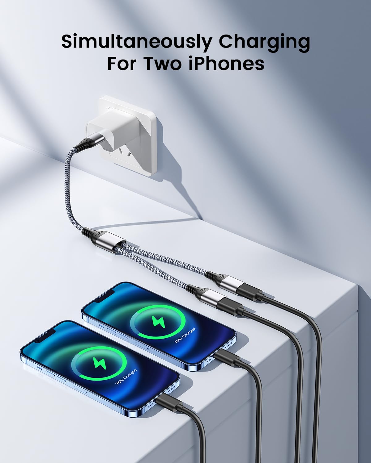 USB Splitter/Hub, USB 2.0 Y Splitter Charger Cable 1 Male to 2 Female Power Cord Extension Hub Adapter for Car/Laptop/LED - Image 2