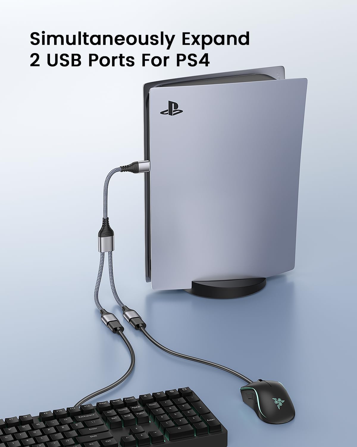 USB Splitter/Hub, USB 2.0 Y Splitter Charger Cable 1 Male to 2 Female Power Cord Extension Hub Adapter for Car/Laptop/LED - Image 3