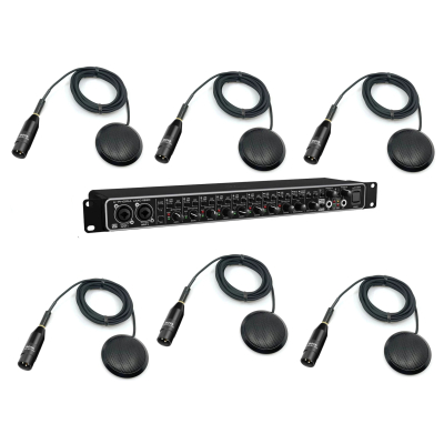 Complete 6 wired microphone system for Courtrooms and Depositions