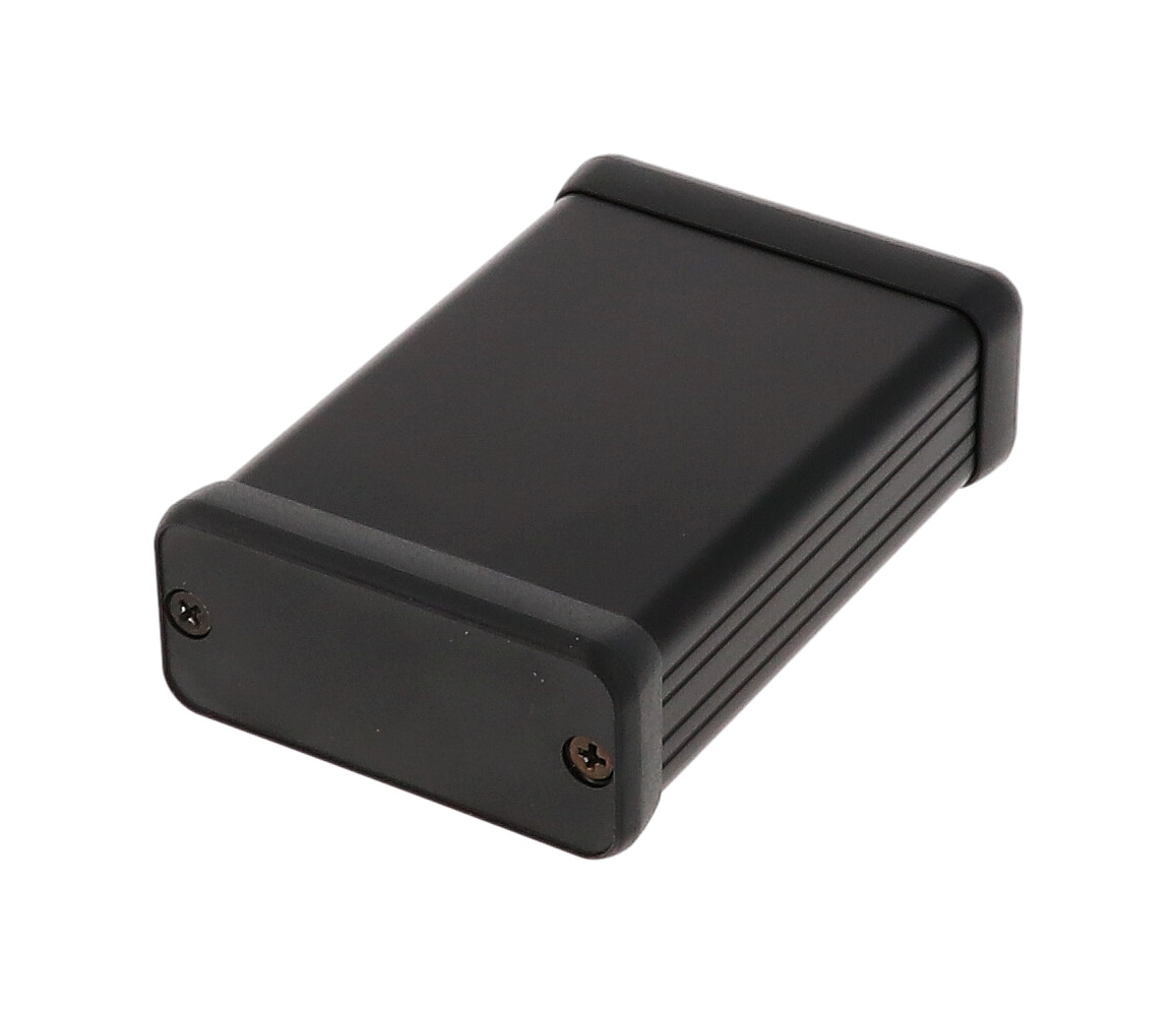 1455C802BK black extruded aluminum enclosure w/ plastic end panels
