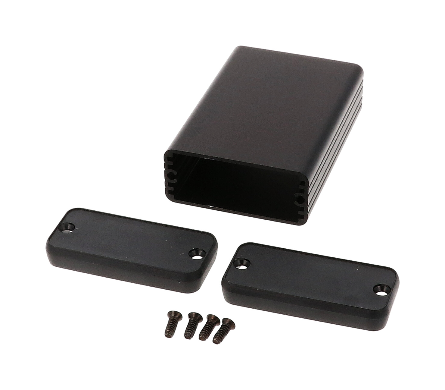1455C802BK black extruded aluminum enclosure w/ plastic end panels - Image 2