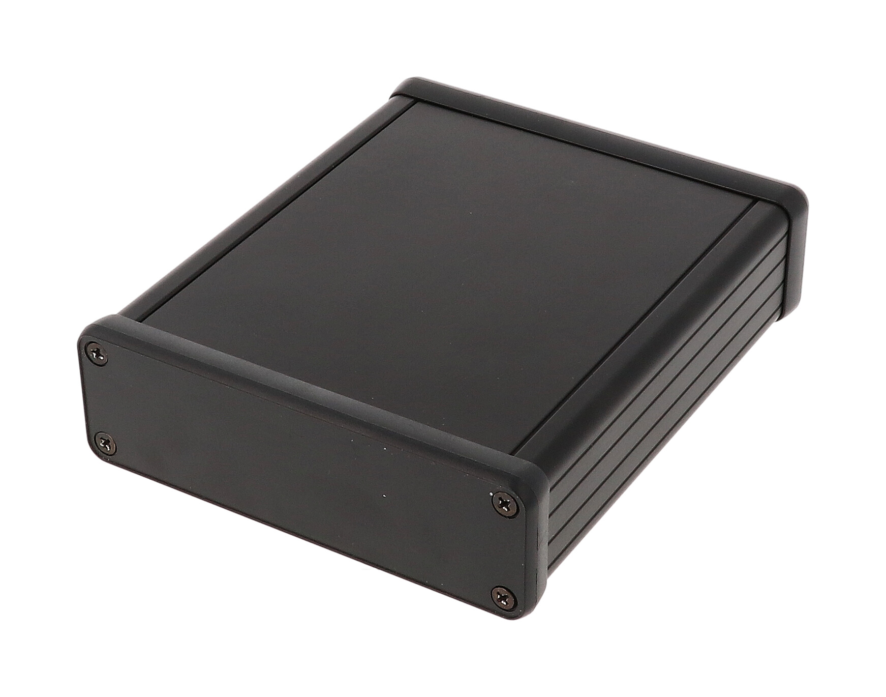 1455L1202BK black extruded aluminum enclosure w/ plastic end panels