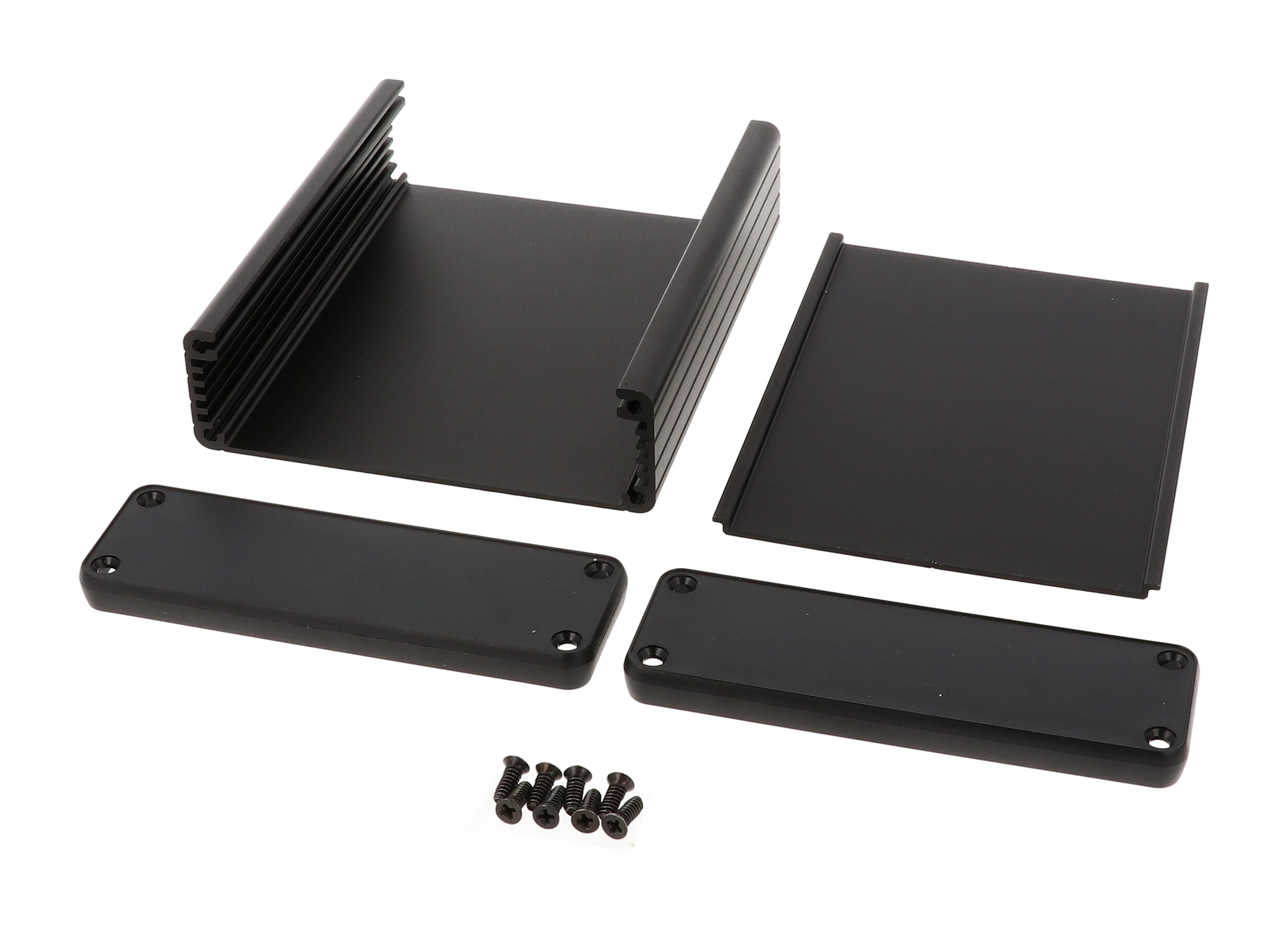 1455L1202BK black extruded aluminum enclosure w/ plastic end panels - Image 2