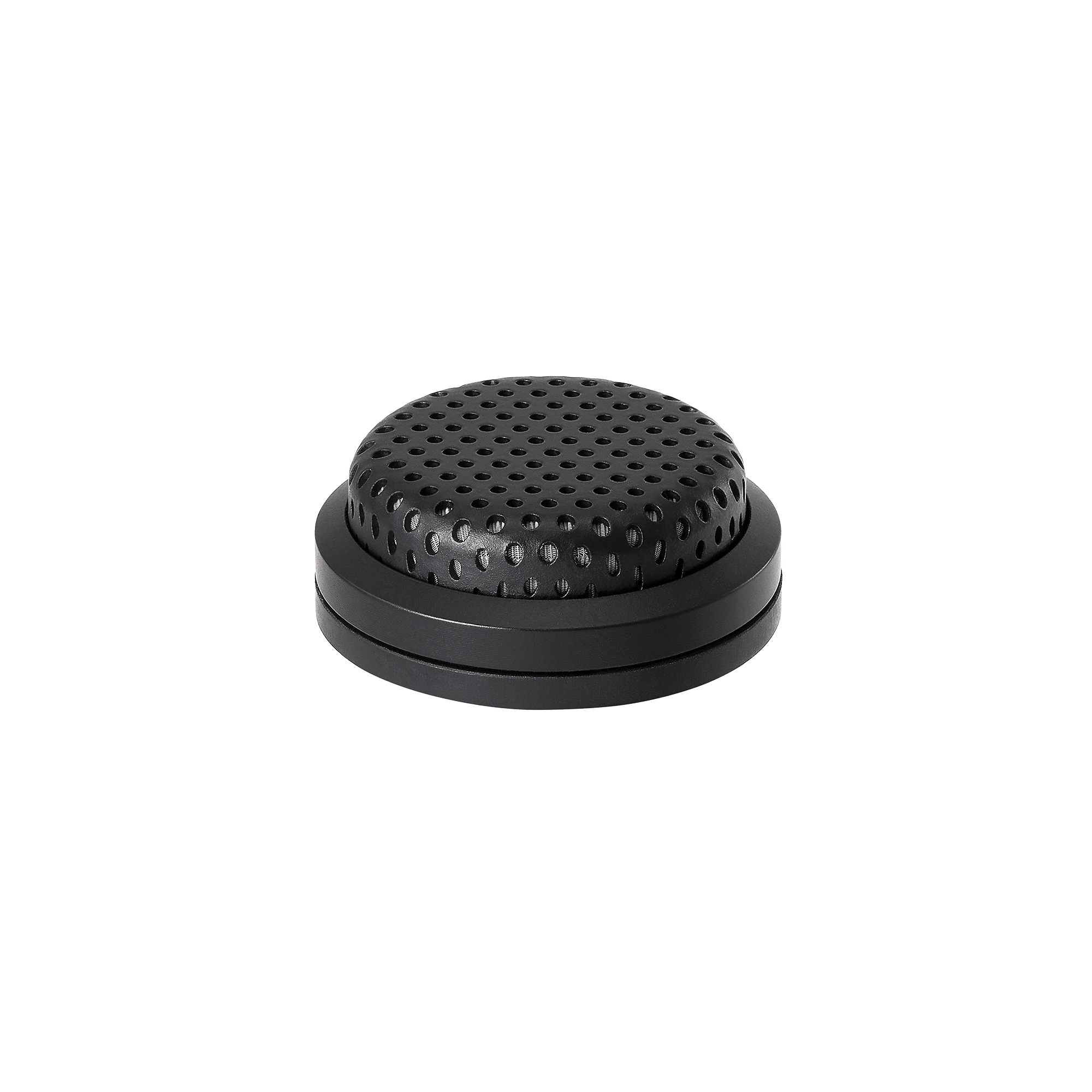 Omnidirectional condenser boundary microphone with self-contained power module, IPX4 water resistance, phantom power only, for table or ceiling mount applications, black