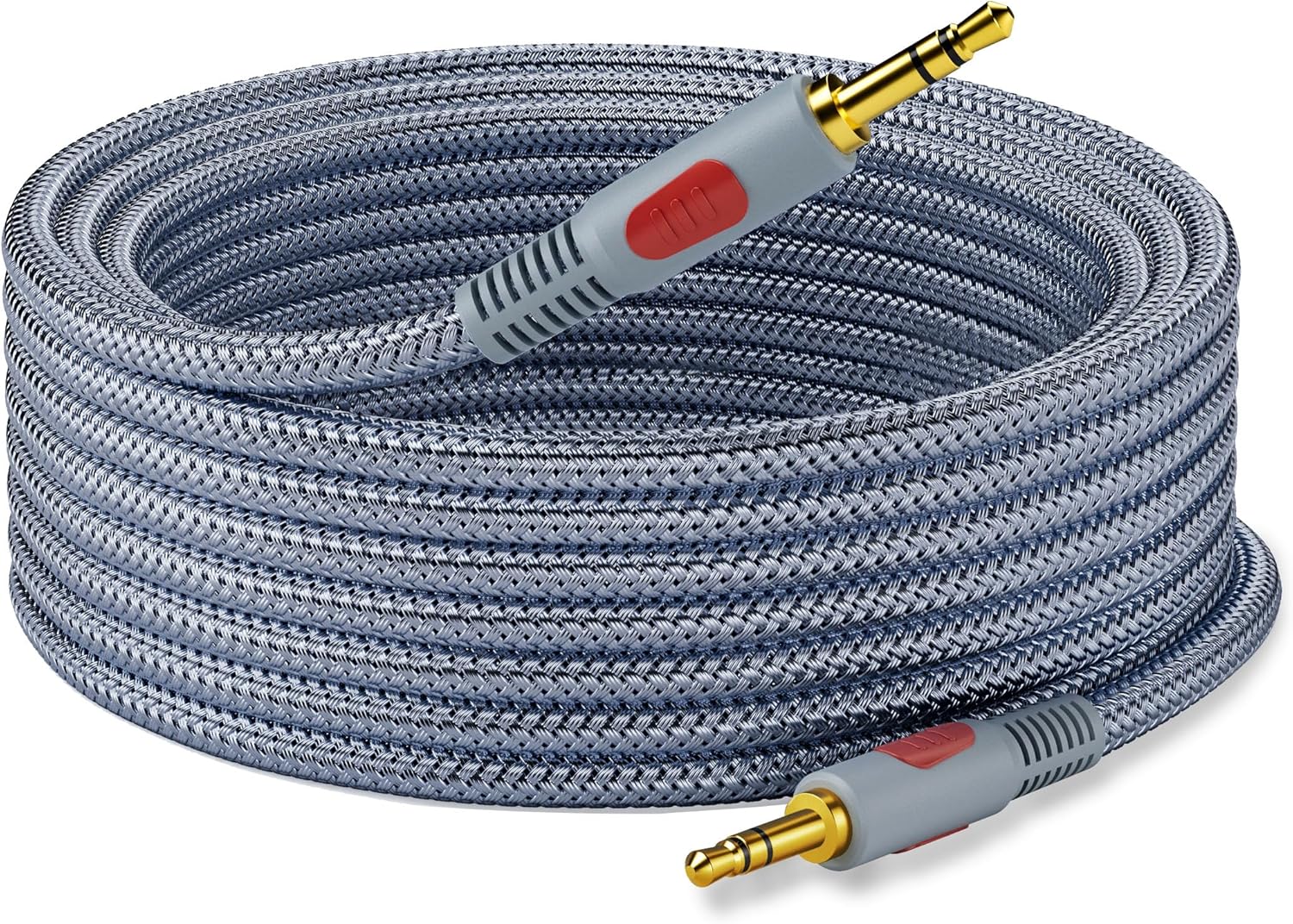 3.5mm Aux Audio Cable 50 ft - Nylon Braid Male to Male 1/8" (3.5mm) Shielded AUX Patch Cord