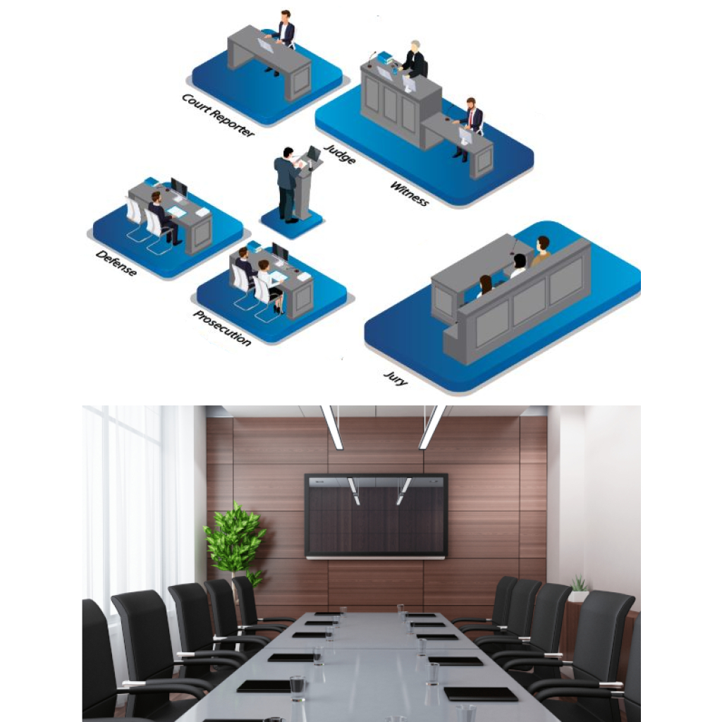 Build-your-own wired and/or wireless microphone system with mixer/interface for Courtrooms and Depositions