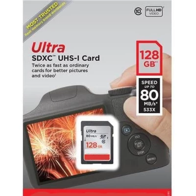 128GB Ultra SDXC UHS-I Memory Card - Brand may vary based on availability
