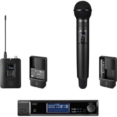 Audio-Technica D50 2-Person Wireless Combo Audio System with Bodypack & Handheld Transmitters, No Mics (DF2: 470 to 608 MHz) – Pre-order now for fastest delivery