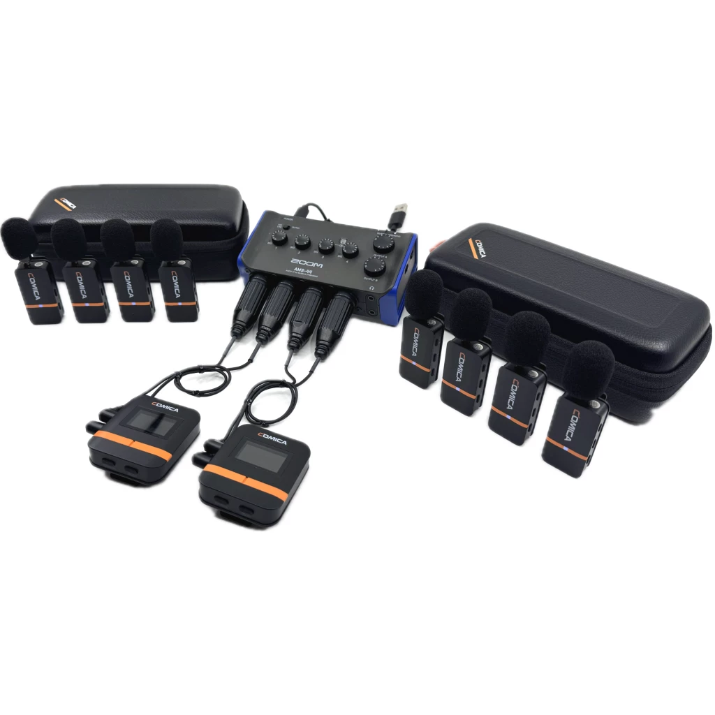 NEW! Complete 8 wireless microphone system with 4 channel multitrack mixer for Courtrooms and Depositions
